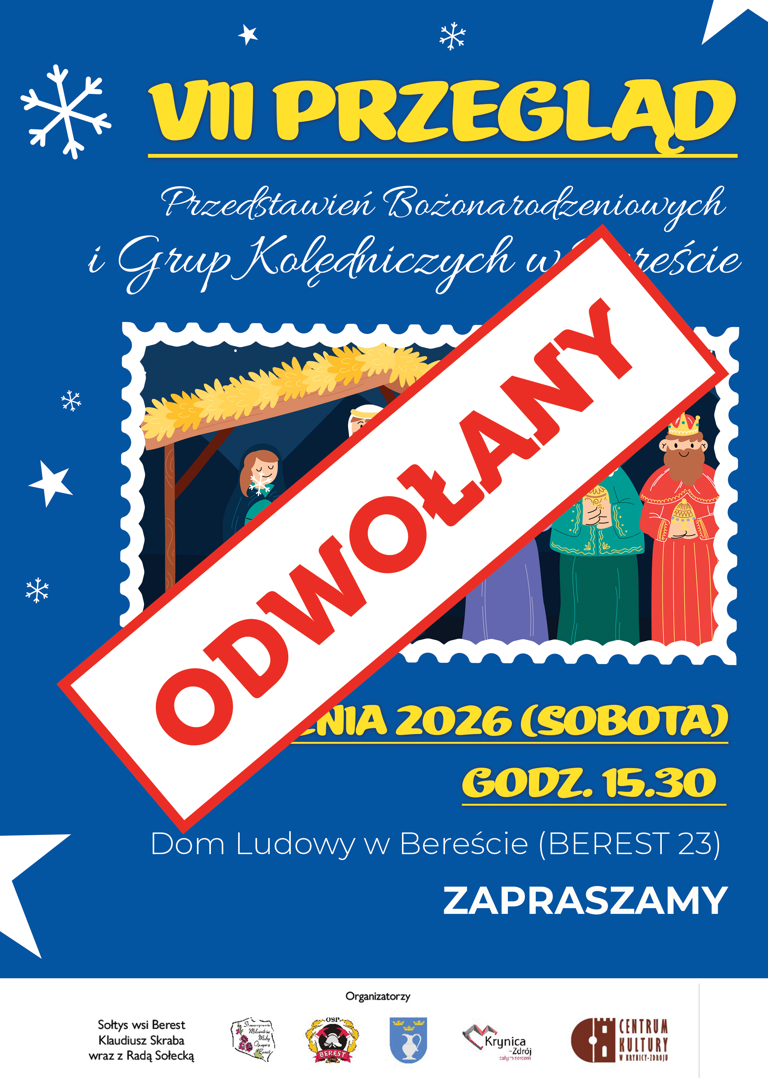 plakat. przegląd grup kolędniczych (odwołany)