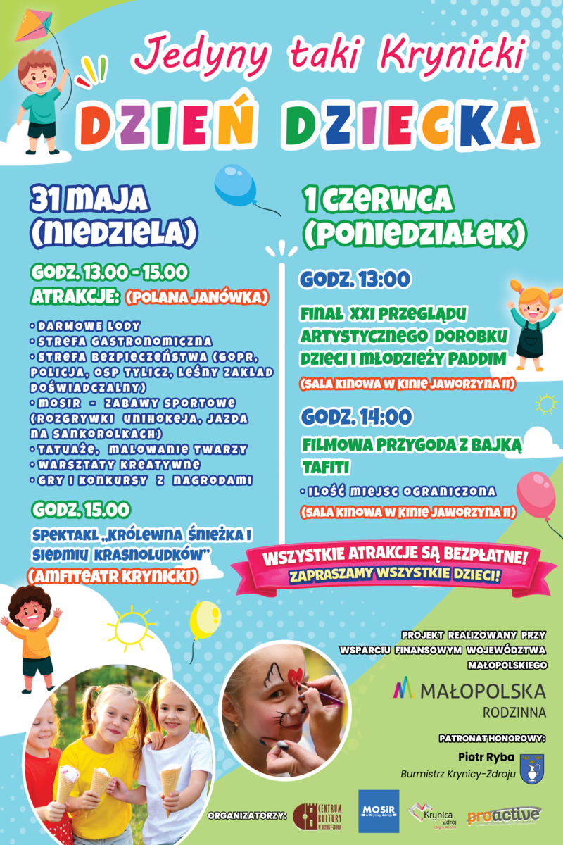 Dzień dziecka plakat. A0 plakat. 31 maja i 1 czerwca - 1200x800
